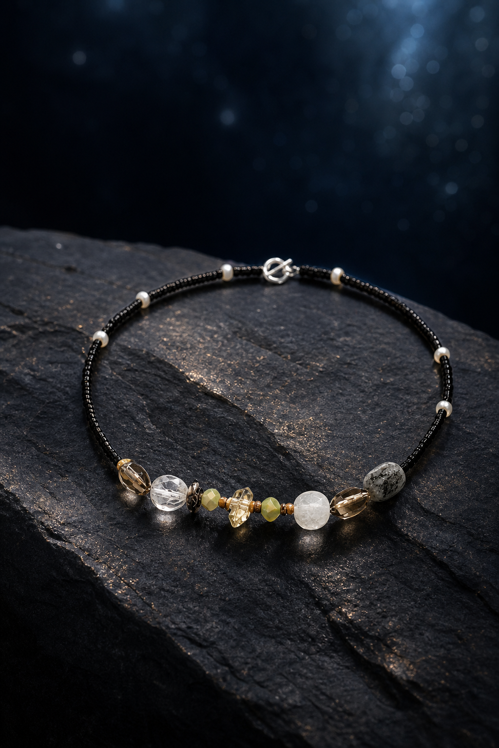 Nightguard Smoky Quartz Necklace angled three-quarter product view
