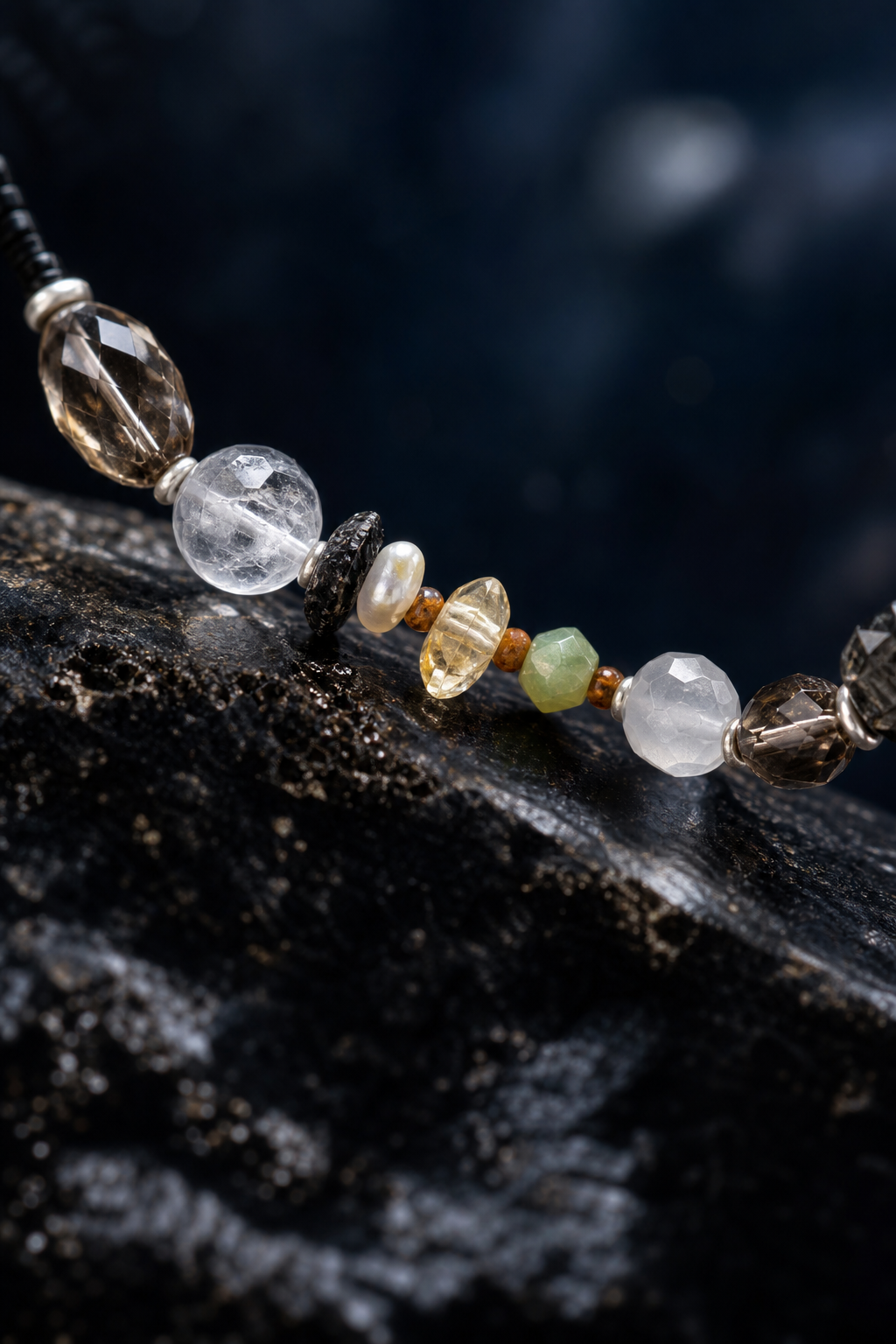 Nightguard Smoky Quartz Necklace crystal texture close-up