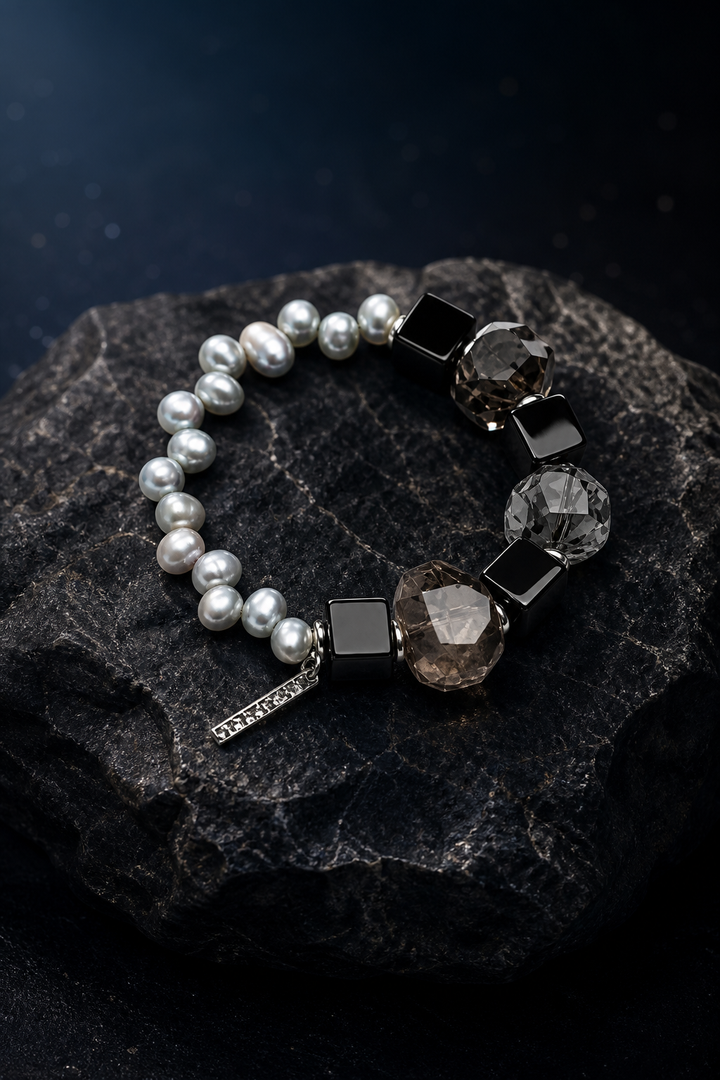 Obsidian Current Bracelet front view on a dark atmospheric backdrop