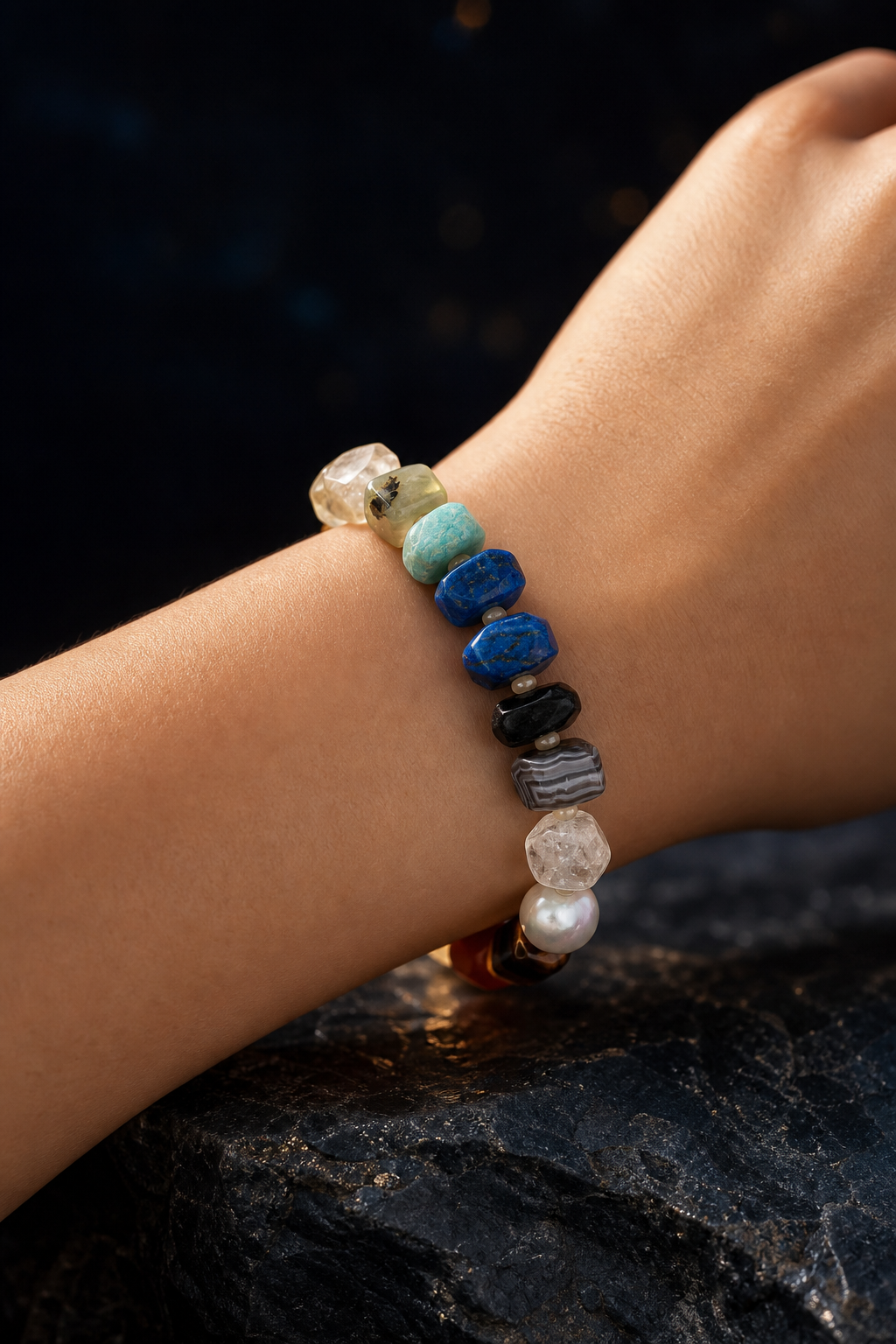 Prism Current Gem Bracelet faceless model close-up