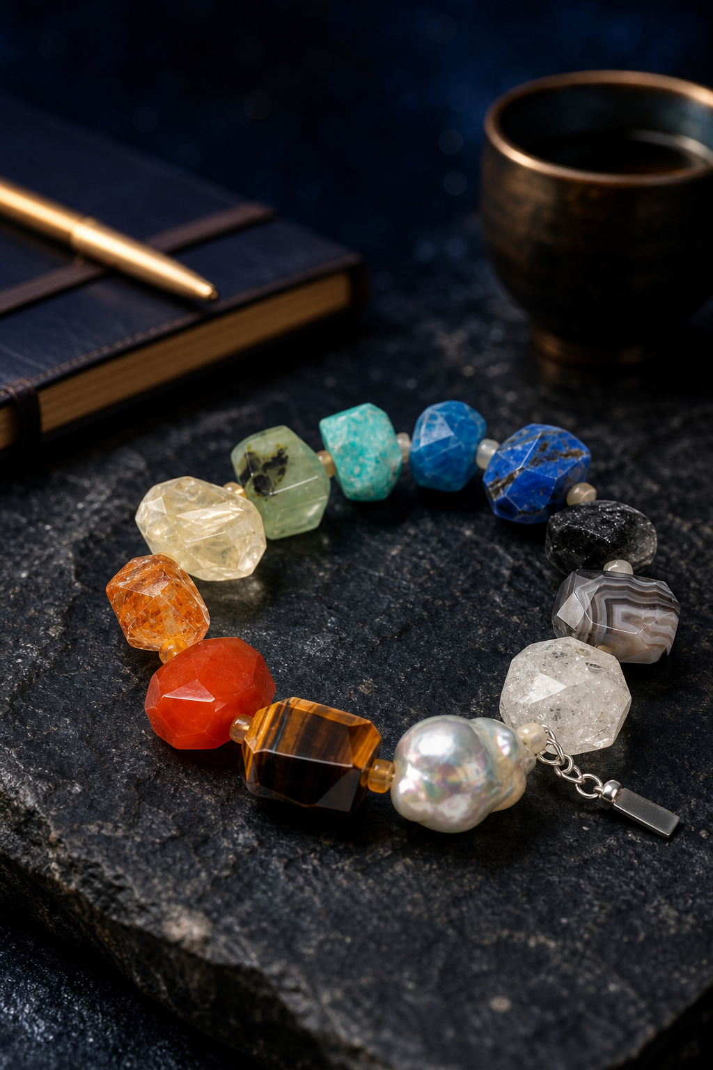 Prism Current Gem Bracelet styled for daily wear, travel, work desk ritual use