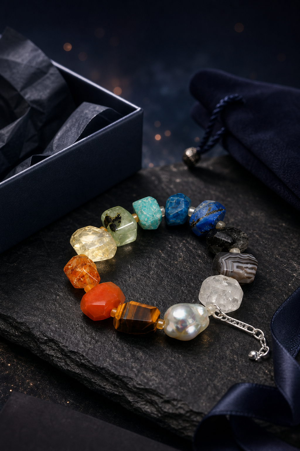 Prism Current Gem Bracelet packaging flat lay