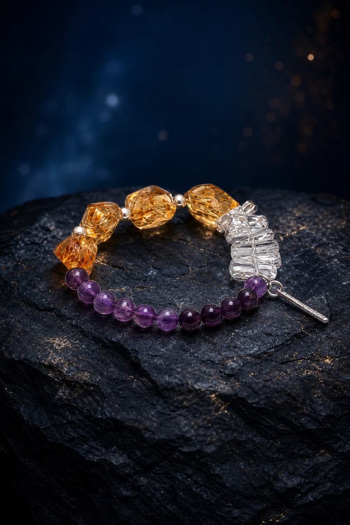 Purple Ember Bracelet front view on a dark atmospheric backdrop