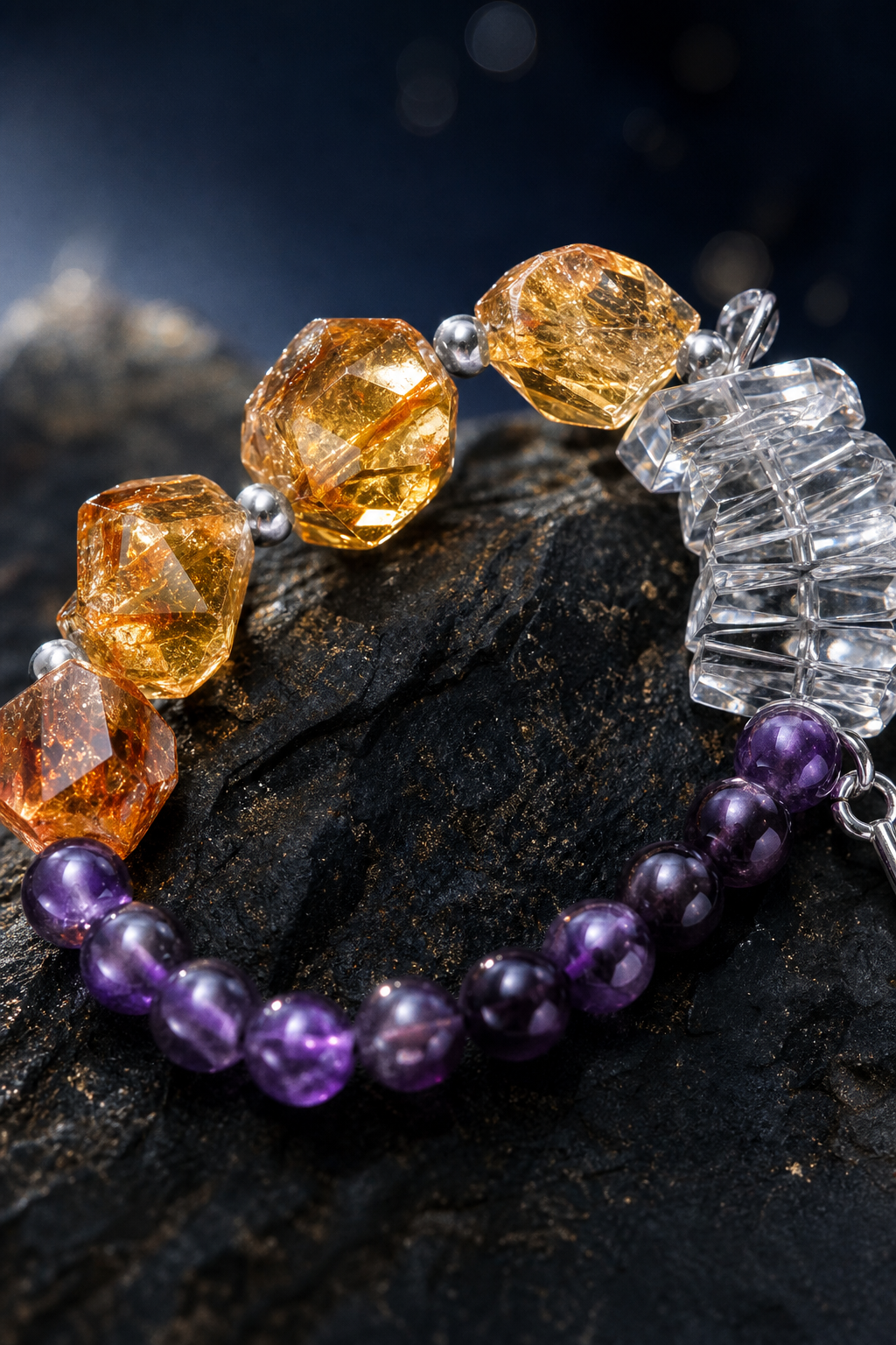 Purple Ember Bracelet crystal texture close-up