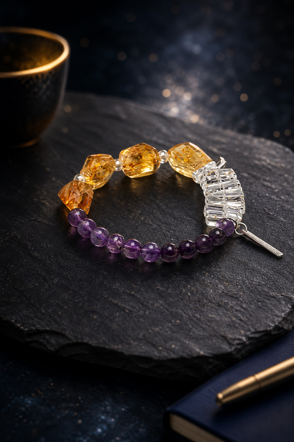 Purple Ember Bracelet styled for daily wear, manifestation, work desk ritual use