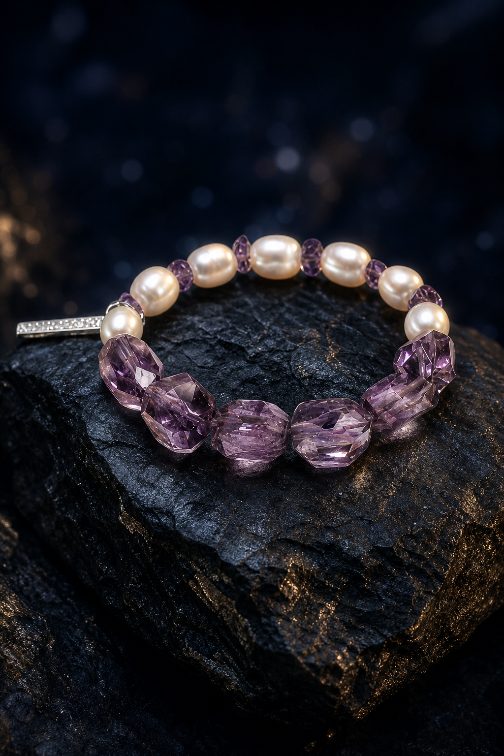 Purple Water Amethyst Bracelet angled three-quarter product view