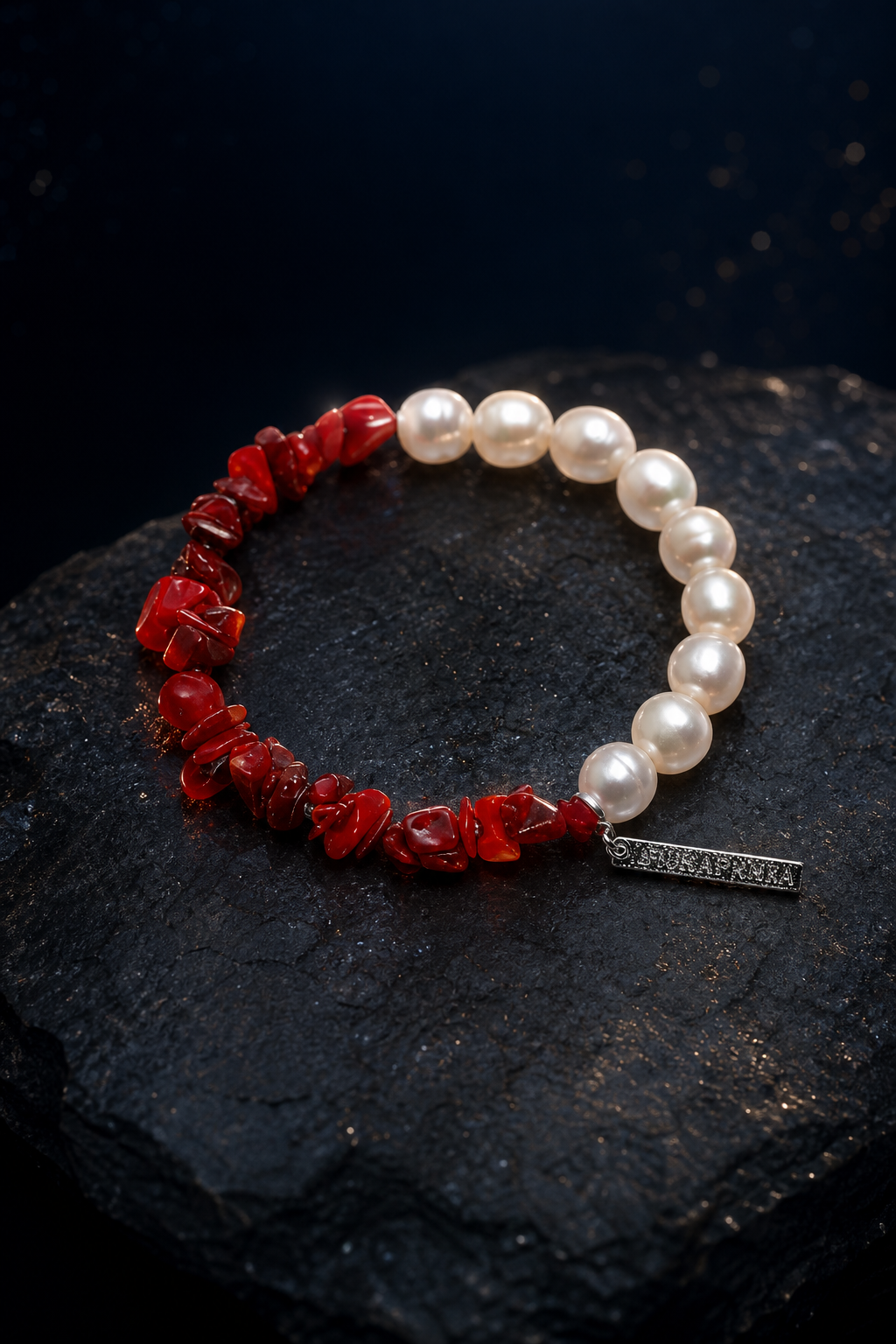 Red Current Baroque Pearl Bracelet angled three-quarter product view