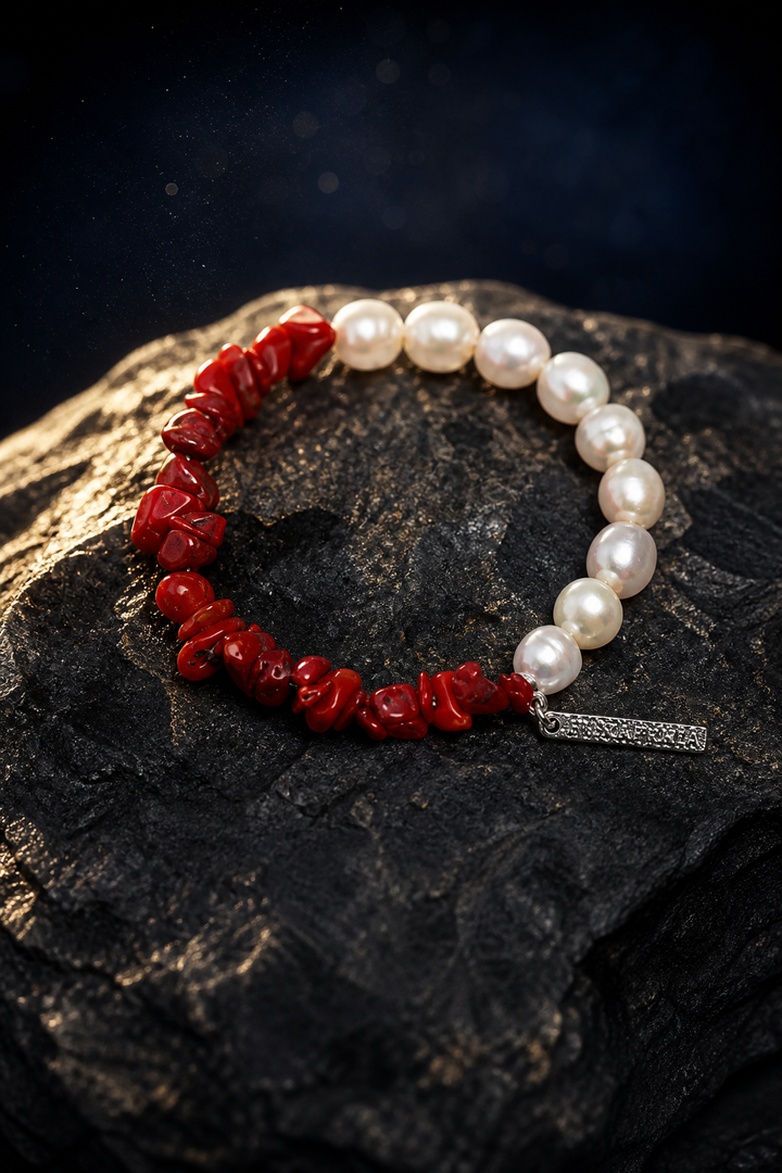 Red Current Baroque Pearl Bracelet side or closure detail