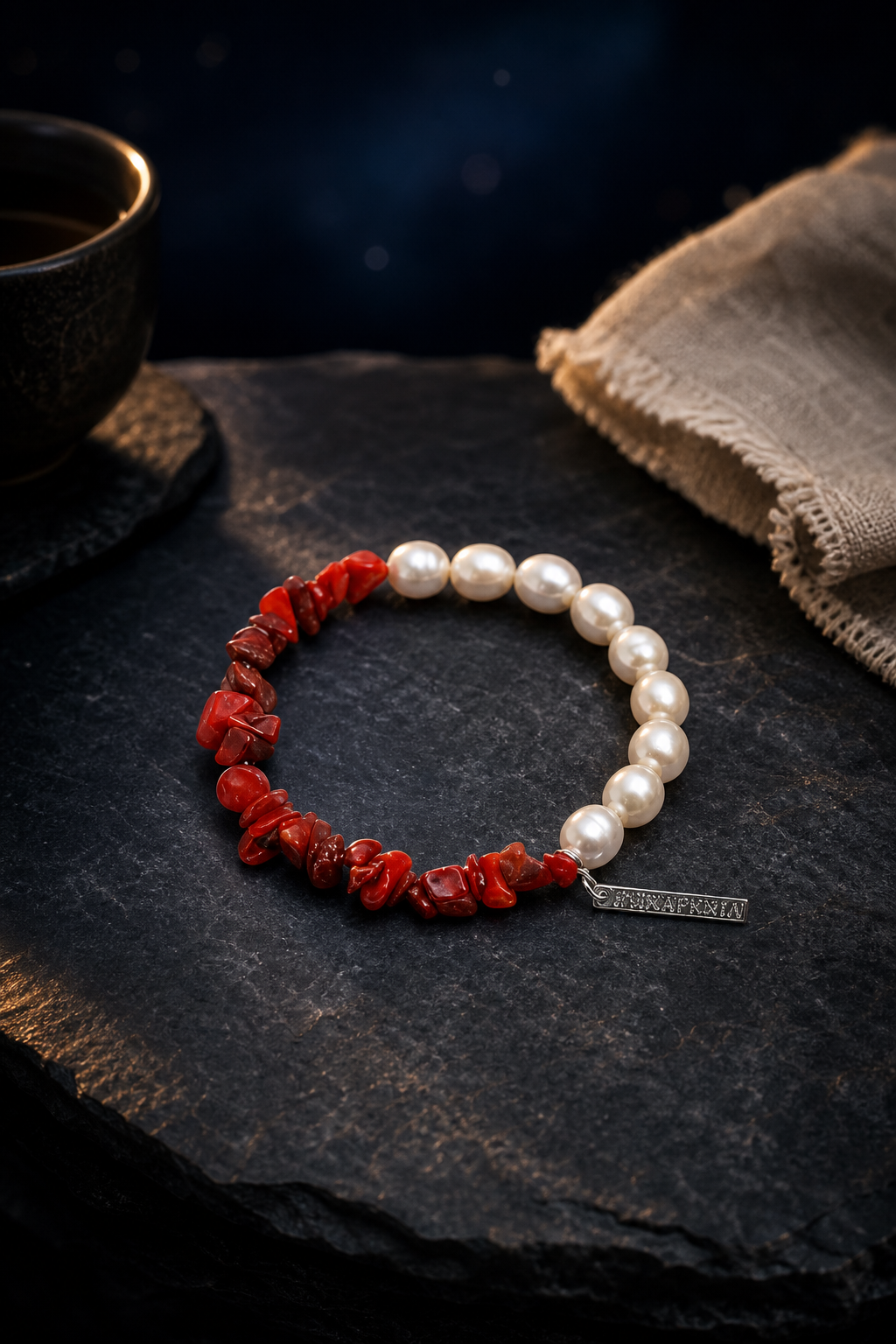 Red Current Baroque Pearl Bracelet styled for daily wear, travel, meditation ritual use