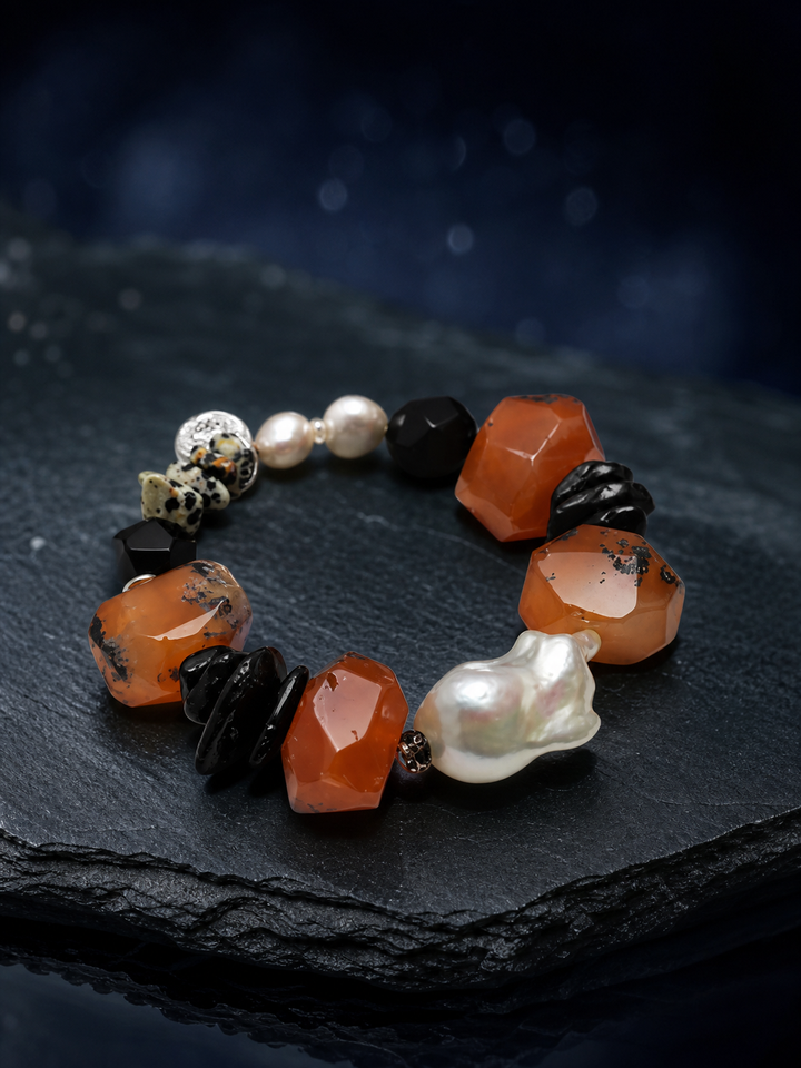 Red Tide Baroque Pearl Bracelet side or closure detail