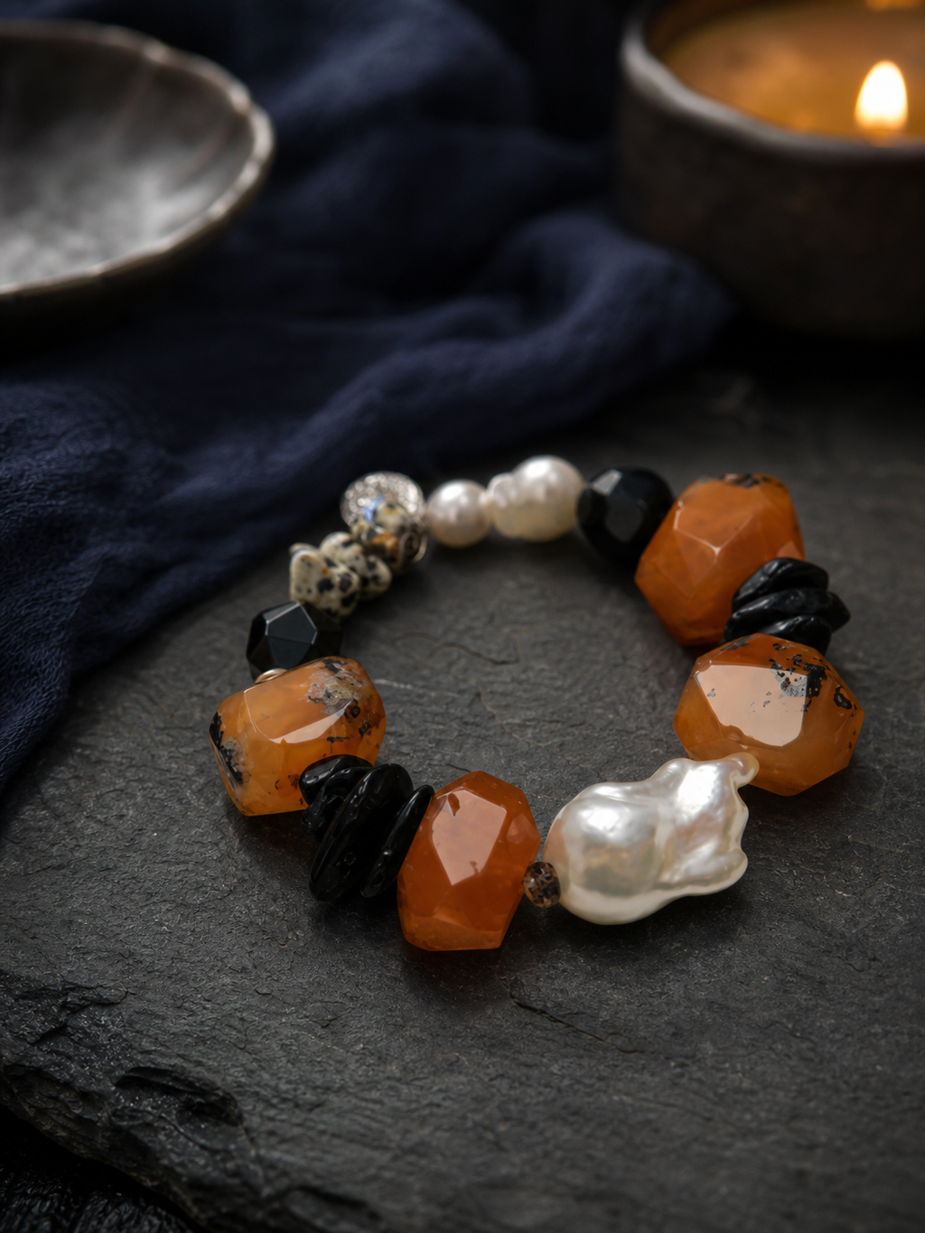 Red Tide Baroque Pearl Bracelet styled for daily wear, travel, meditation ritual use
