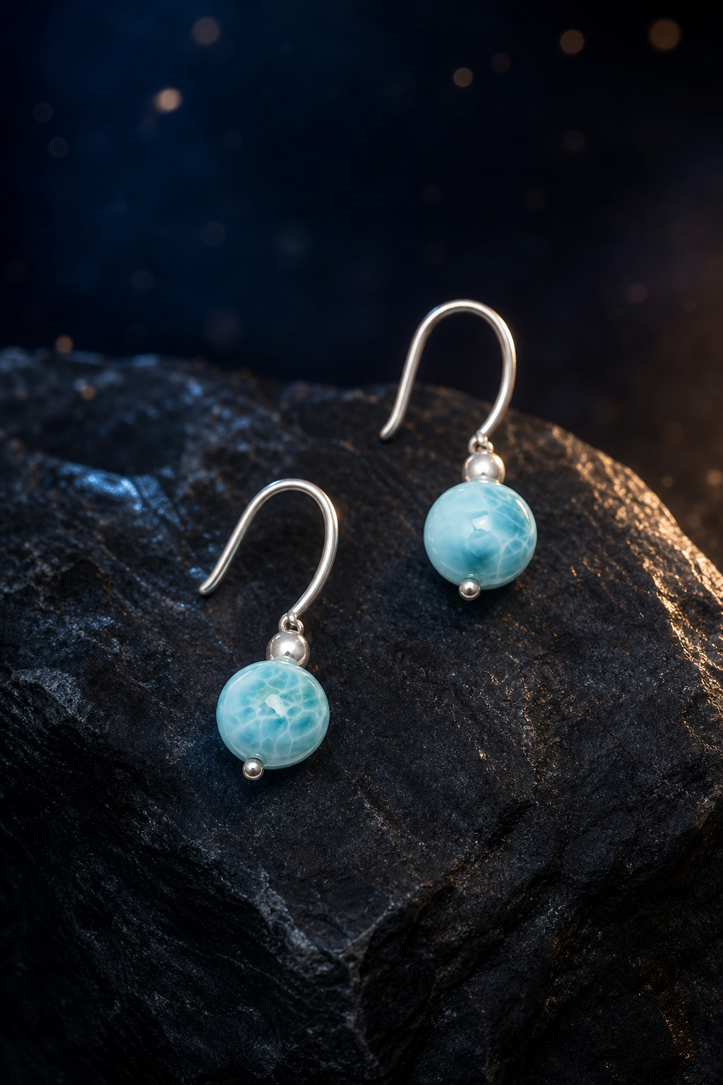 Ripple Light Larimar Earrings (3.3 cm) angled three-quarter product view