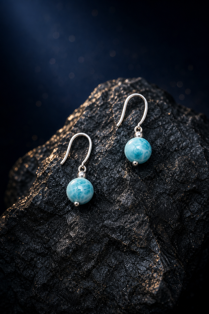 Ripple Light Larimar Earrings (3.3 cm) side or closure detail