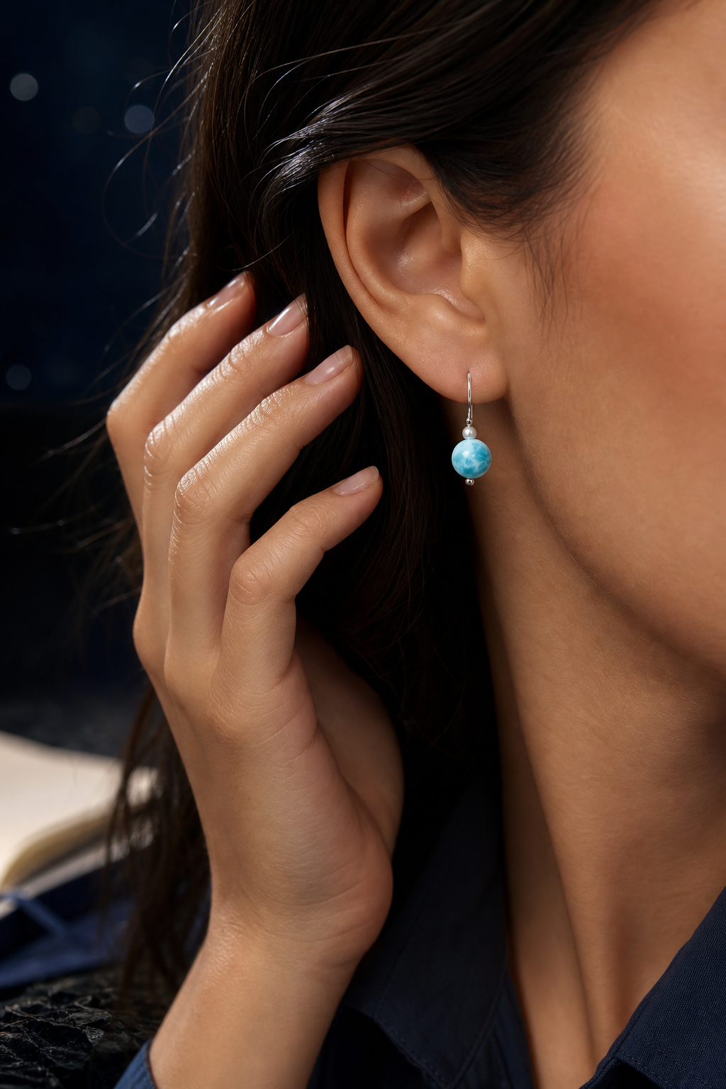 Ripple Light Larimar Earrings (3.3 cm) lifestyle ritual context