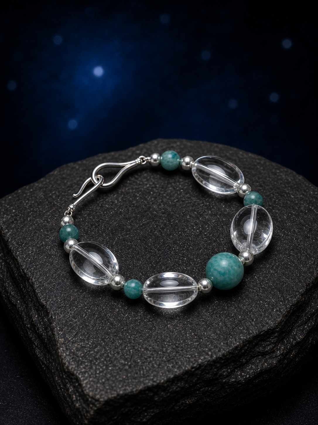 River Glass Amazonite Quartz Bracelet angled three-quarter product view