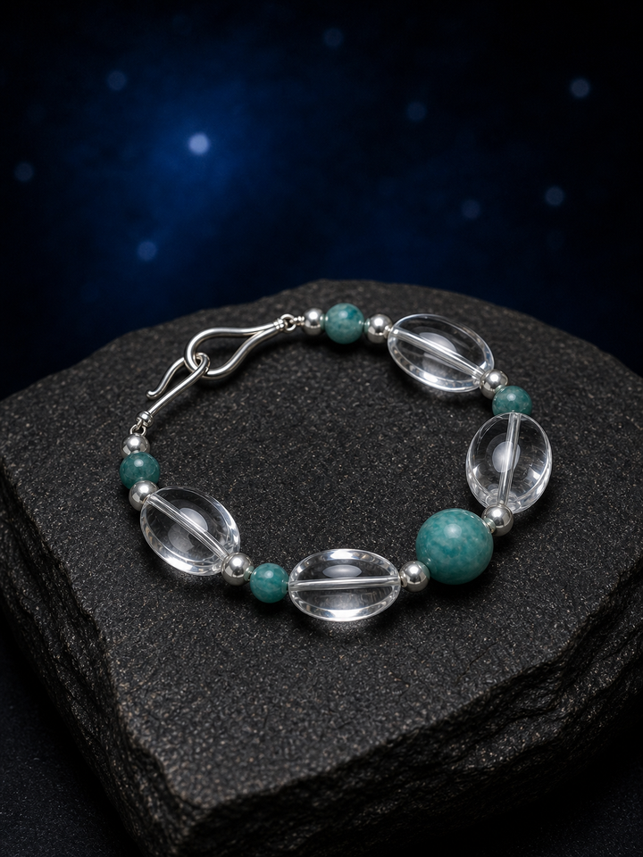 River Glass Amazonite Quartz Bracelet angled three-quarter product view