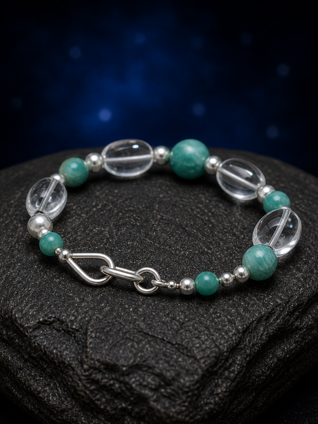 River Glass Amazonite Quartz Bracelet side or closure detail
