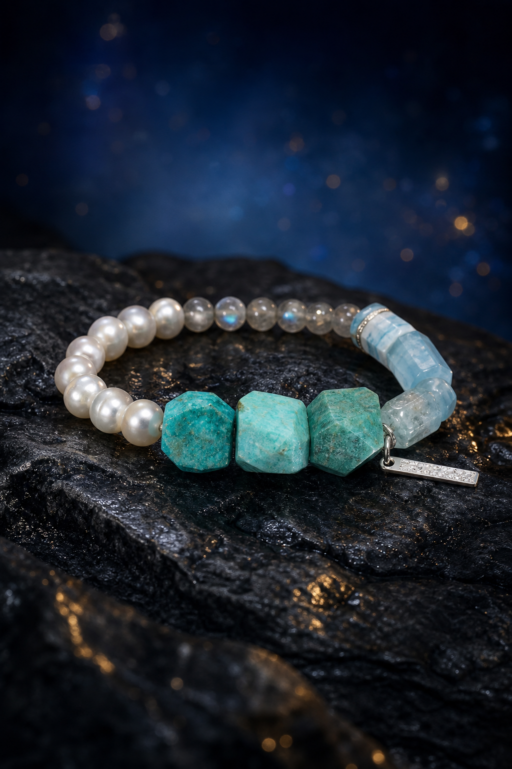 River Hush Amazonite Moonstone Bracelet side or closure detail
