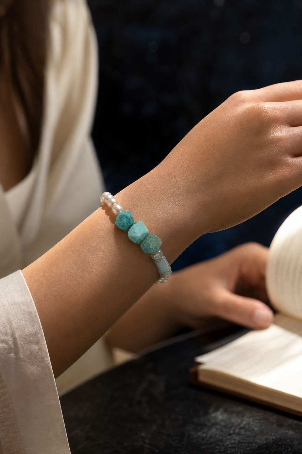 River Hush Amazonite Moonstone Bracelet lifestyle ritual context
