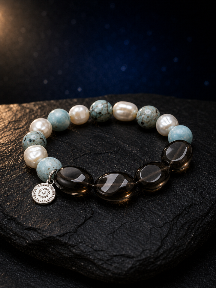 Sea Veil Smoky Pearl Bracelet angled three-quarter product view