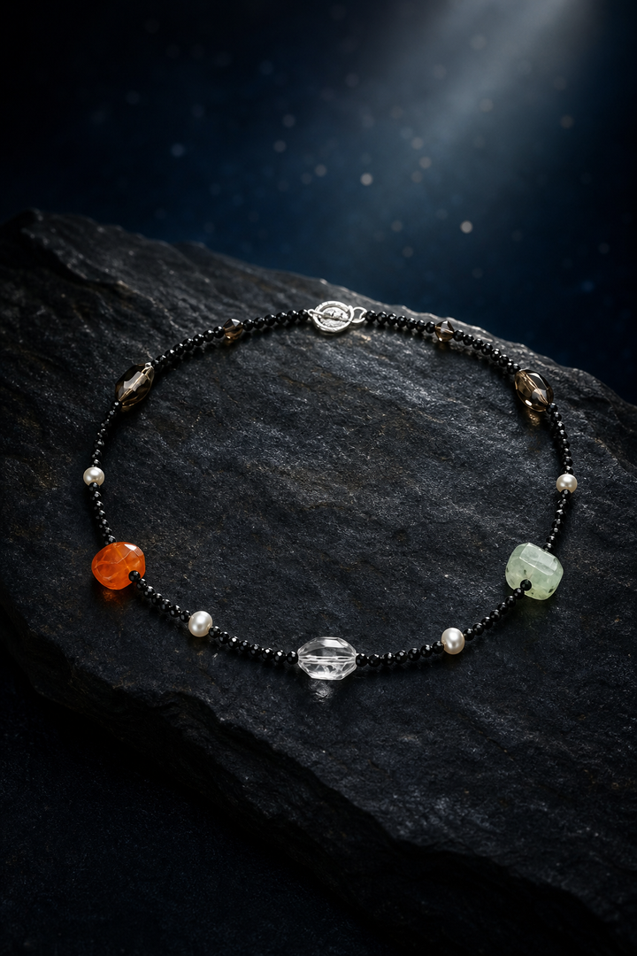 Shadow Beacon Mixed Gem Necklace angled three-quarter product view