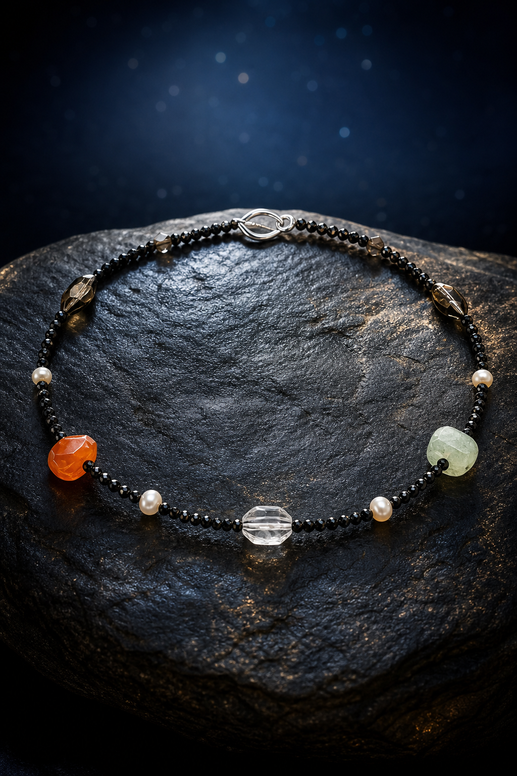 Shadow Beacon Mixed Gem Necklace side or closure detail
