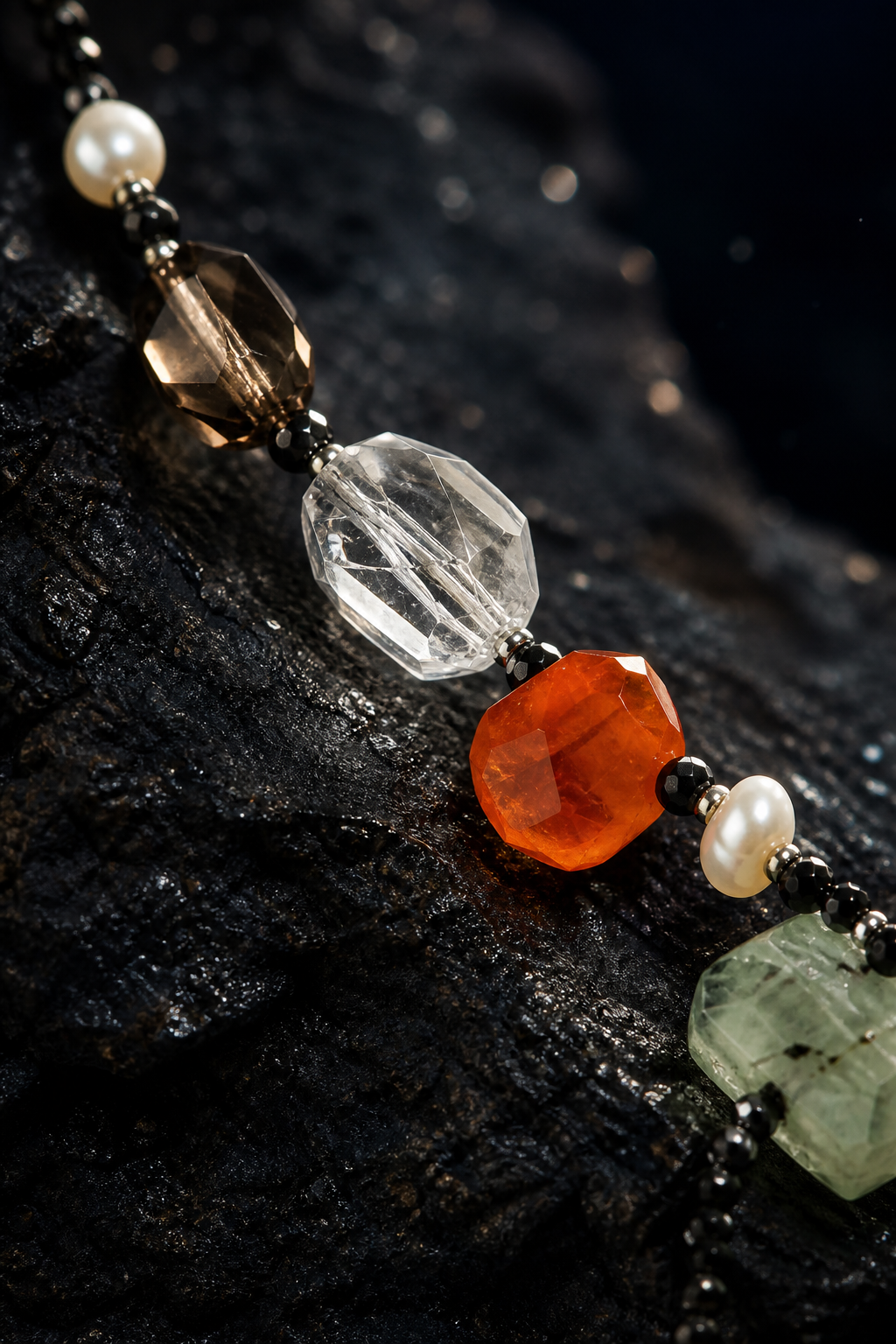 Shadow Beacon Mixed Gem Necklace crystal texture close-up