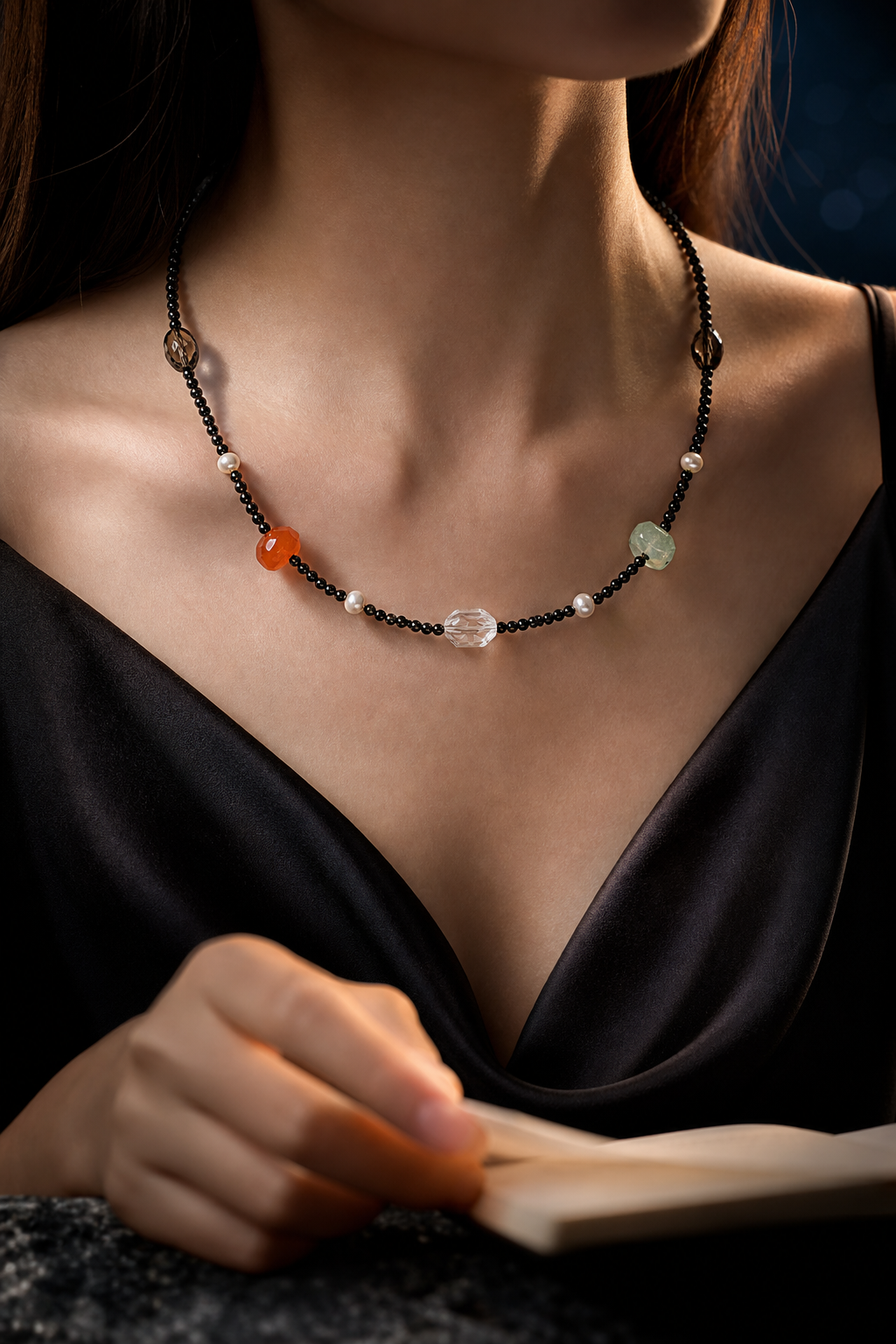 Shadow Beacon Mixed Gem Necklace lifestyle ritual context