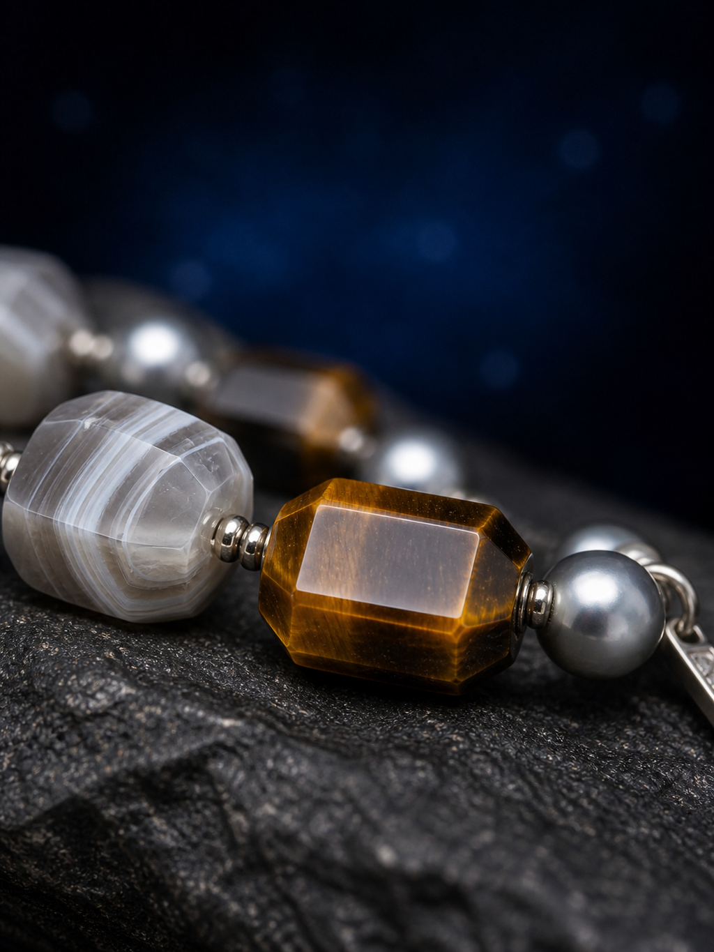 Shadow Current Tiger's Eye Bracelet crystal texture close-up