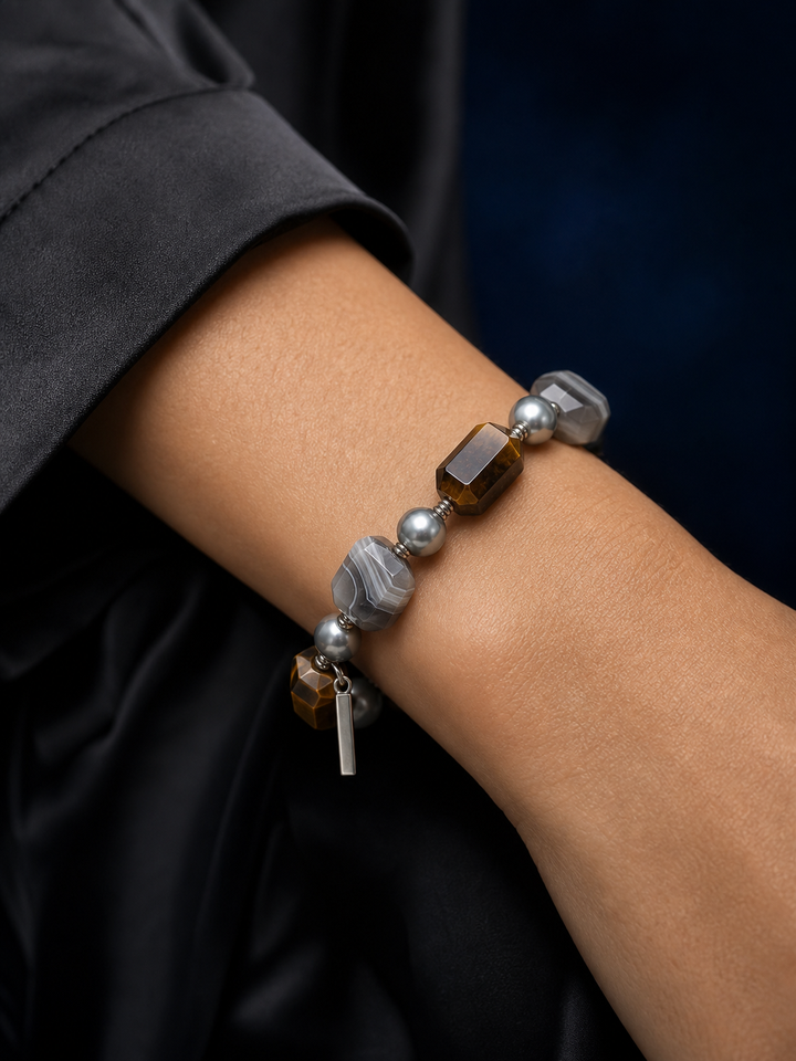 Shadow Current Tiger's Eye Bracelet faceless model close-up
