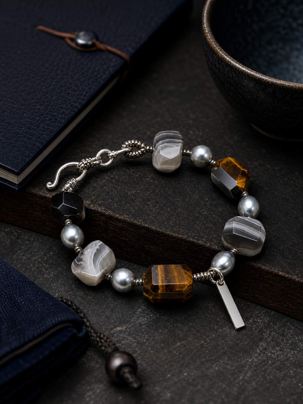 Shadow Current Tiger's Eye Bracelet styled for daily wear, travel, work desk ritual use
