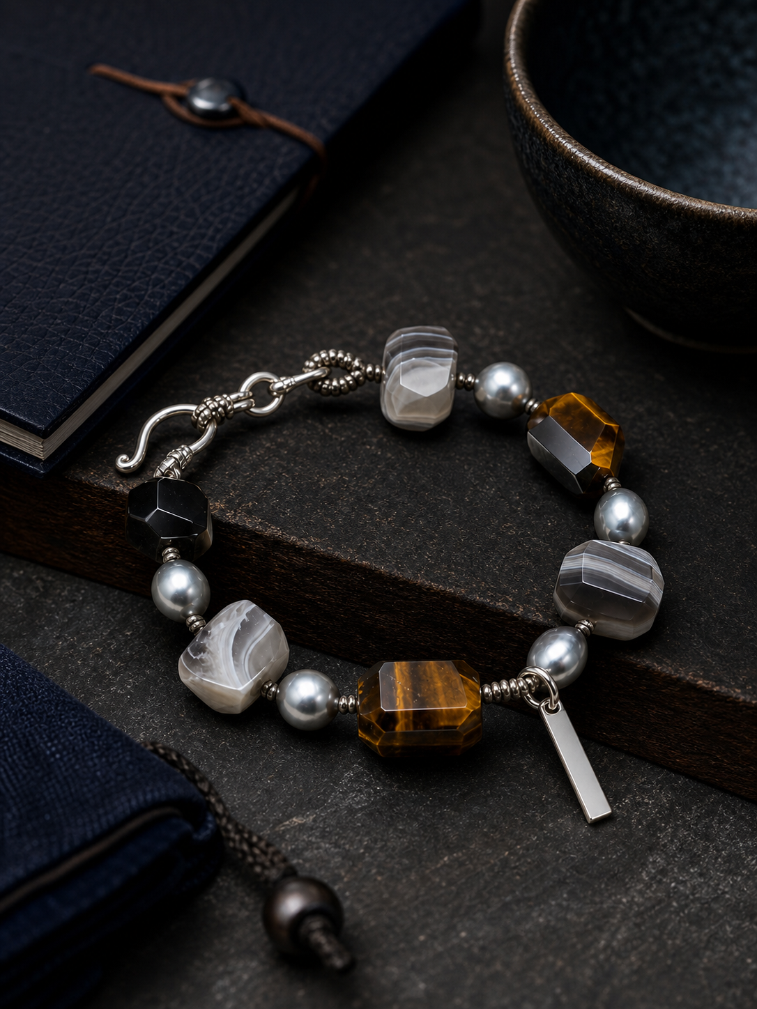 Shadow Current Tiger's Eye Bracelet styled for daily wear, travel, work desk ritual use