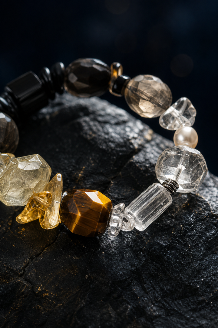 Shadow Ember Tiger's Eye Bracelet crystal texture close-up