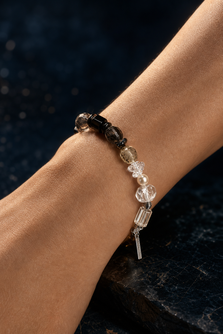 Shadow Ember Tiger's Eye Bracelet faceless model close-up