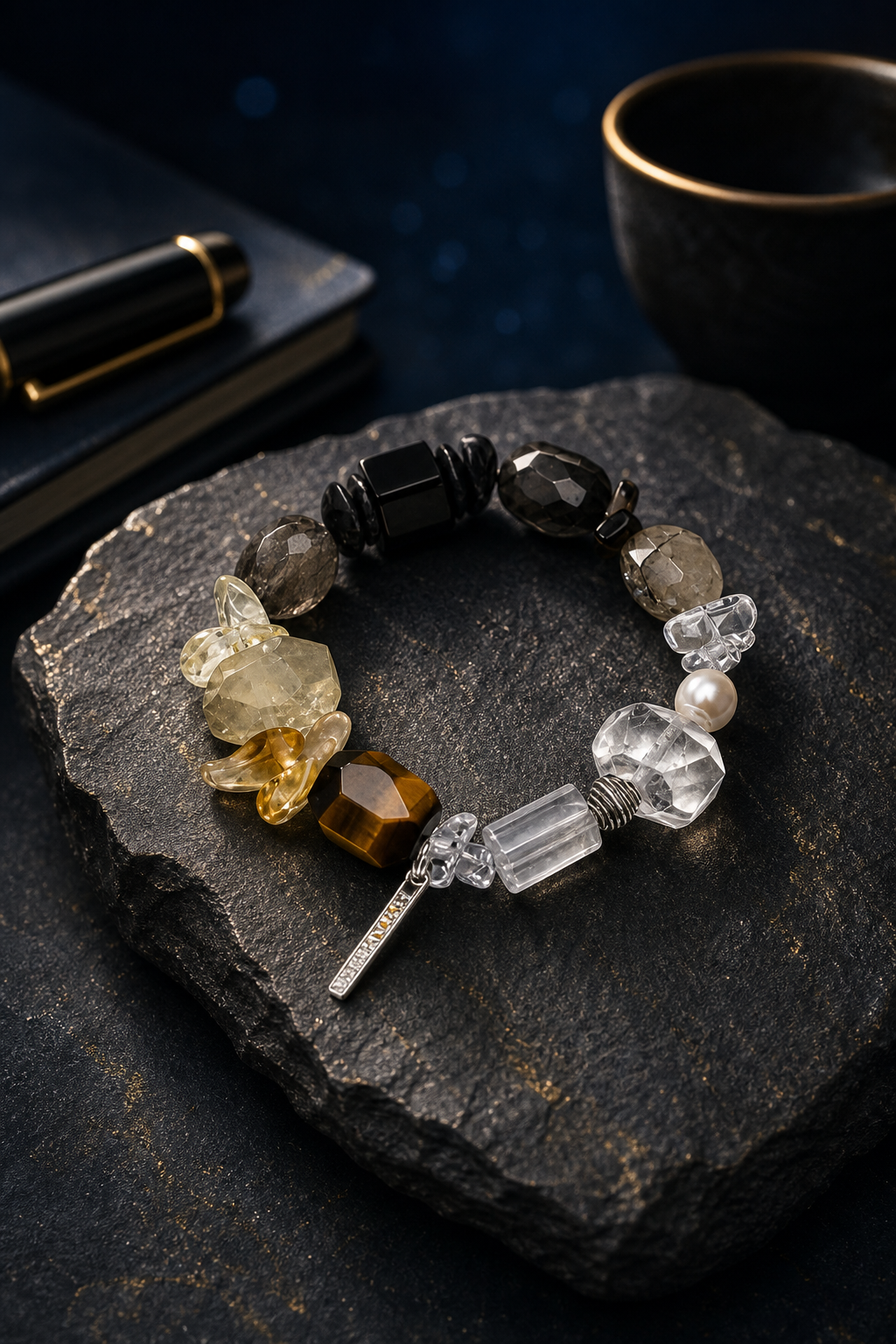 Shadow Ember Tiger's Eye Bracelet styled for daily wear, travel, work desk ritual use