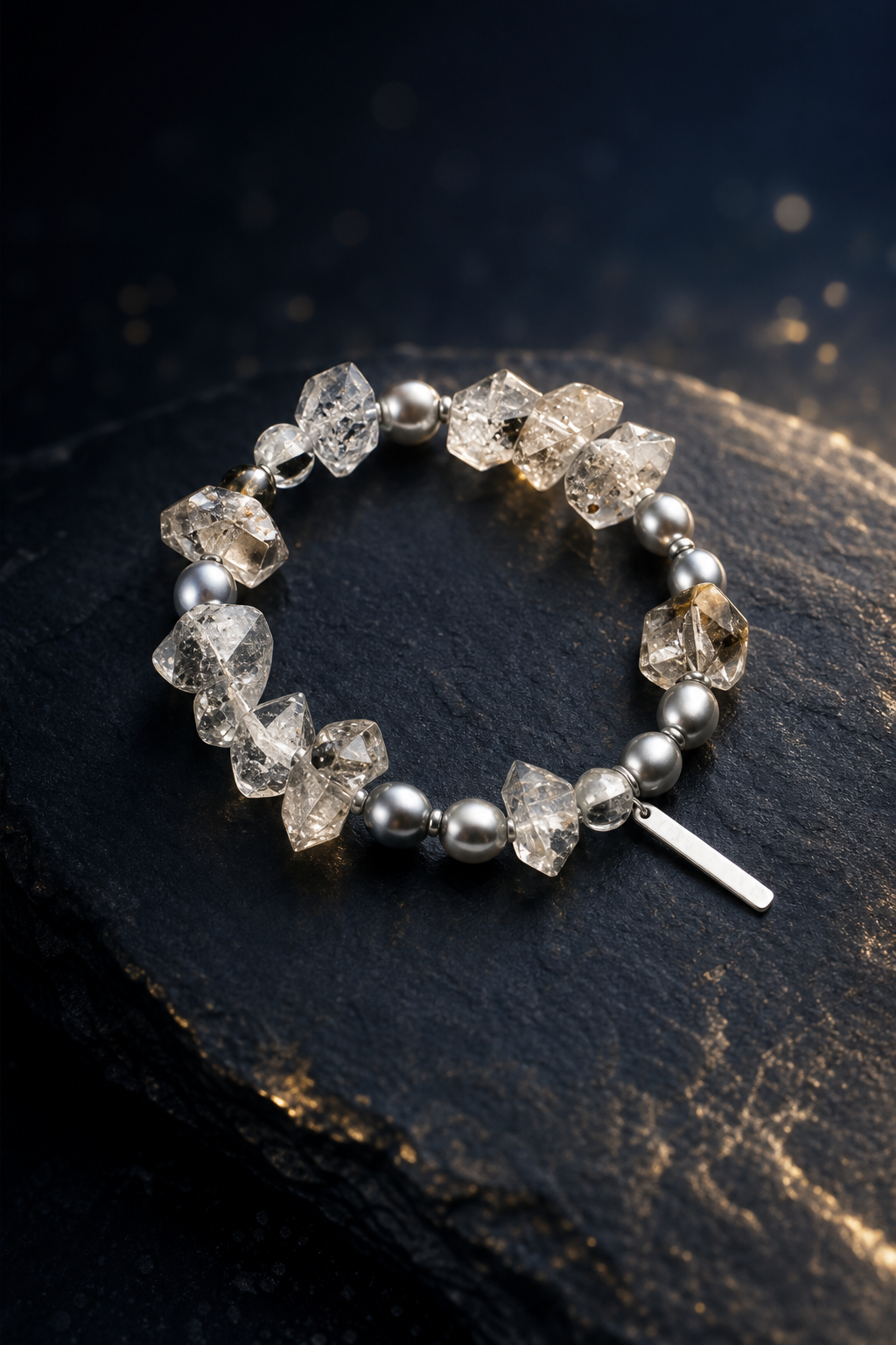 Slate Current Smoky Quartz Bracelet angled three-quarter product view