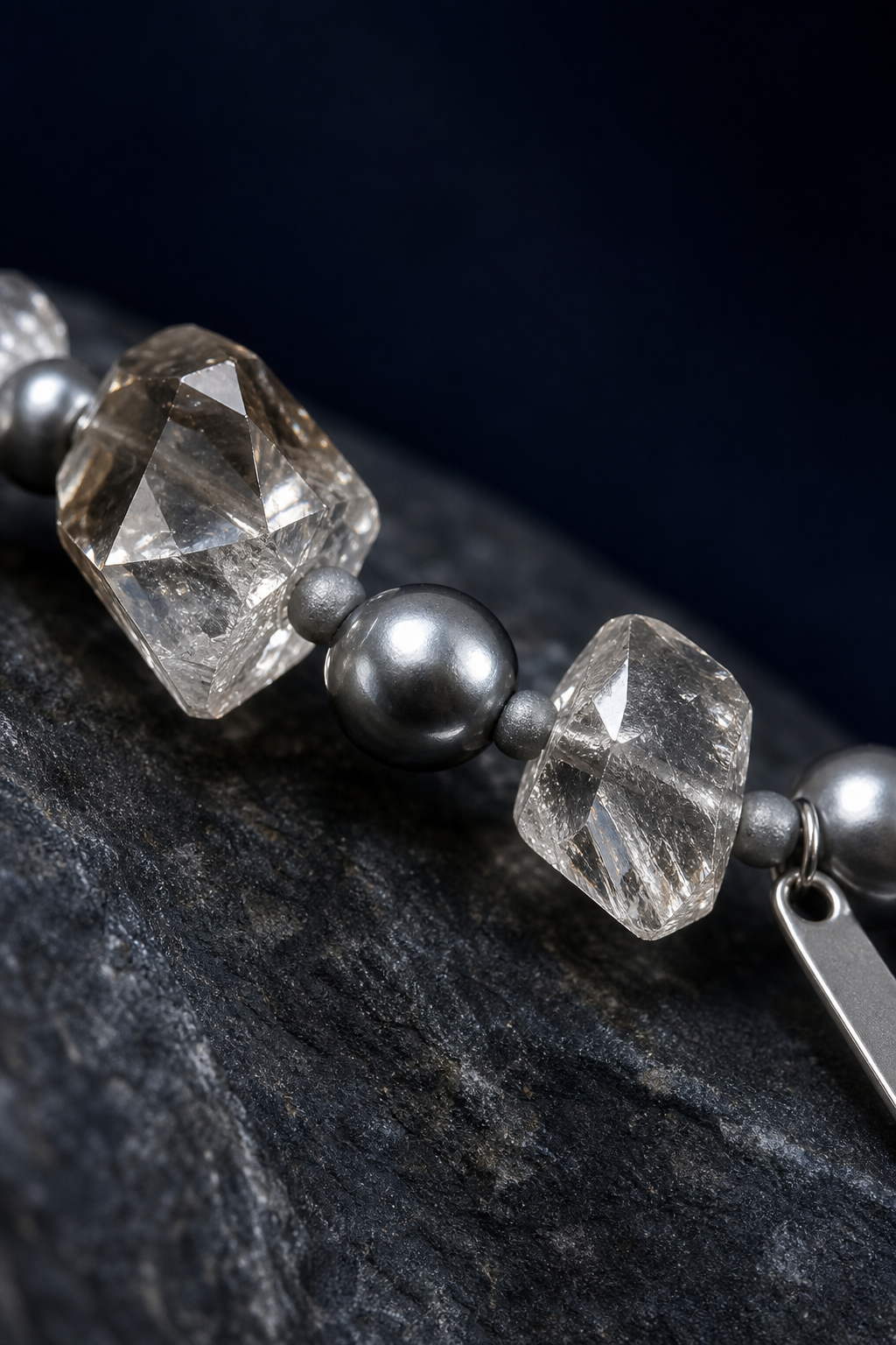 Slate Current Smoky Quartz Bracelet crystal texture close-up