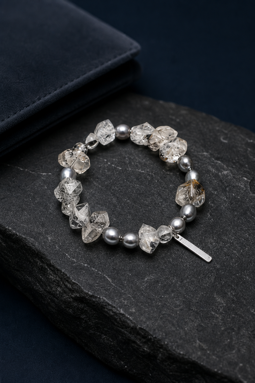Slate Current Smoky Quartz Bracelet styled for daily wear, travel, work desk ritual use