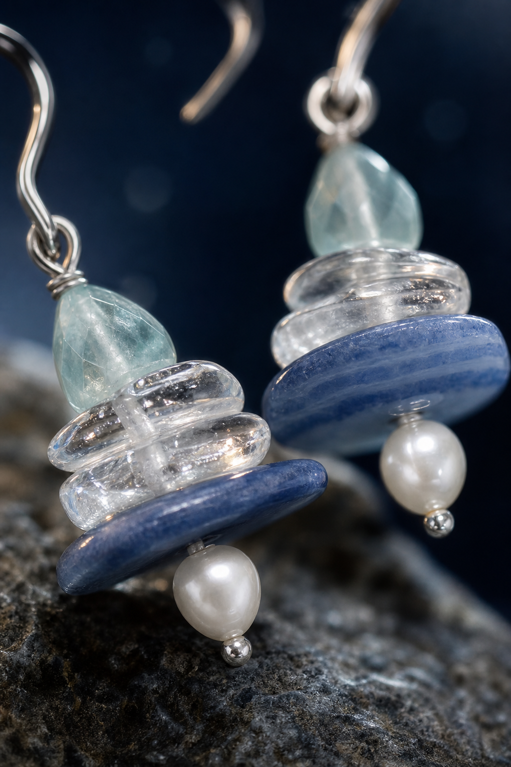 Snowglass Drift Earrings (4.3 cm) crystal texture close-up