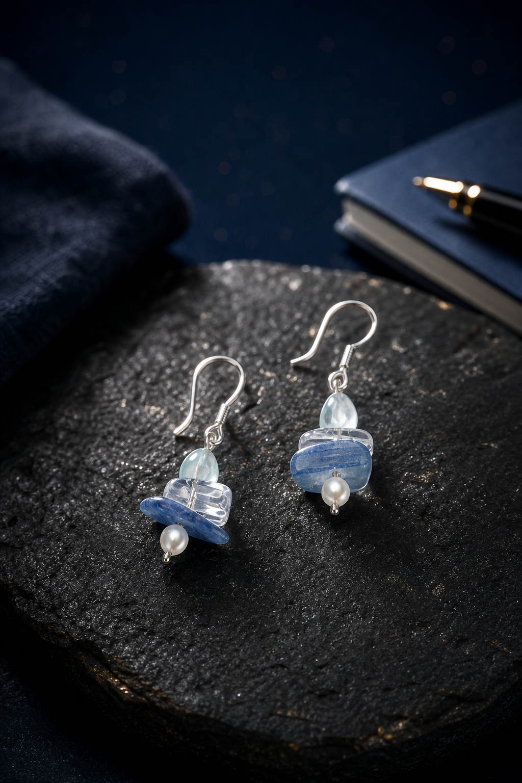 Snowglass Drift Earrings (4.3 cm) styled for daily wear, travel, work desk ritual use