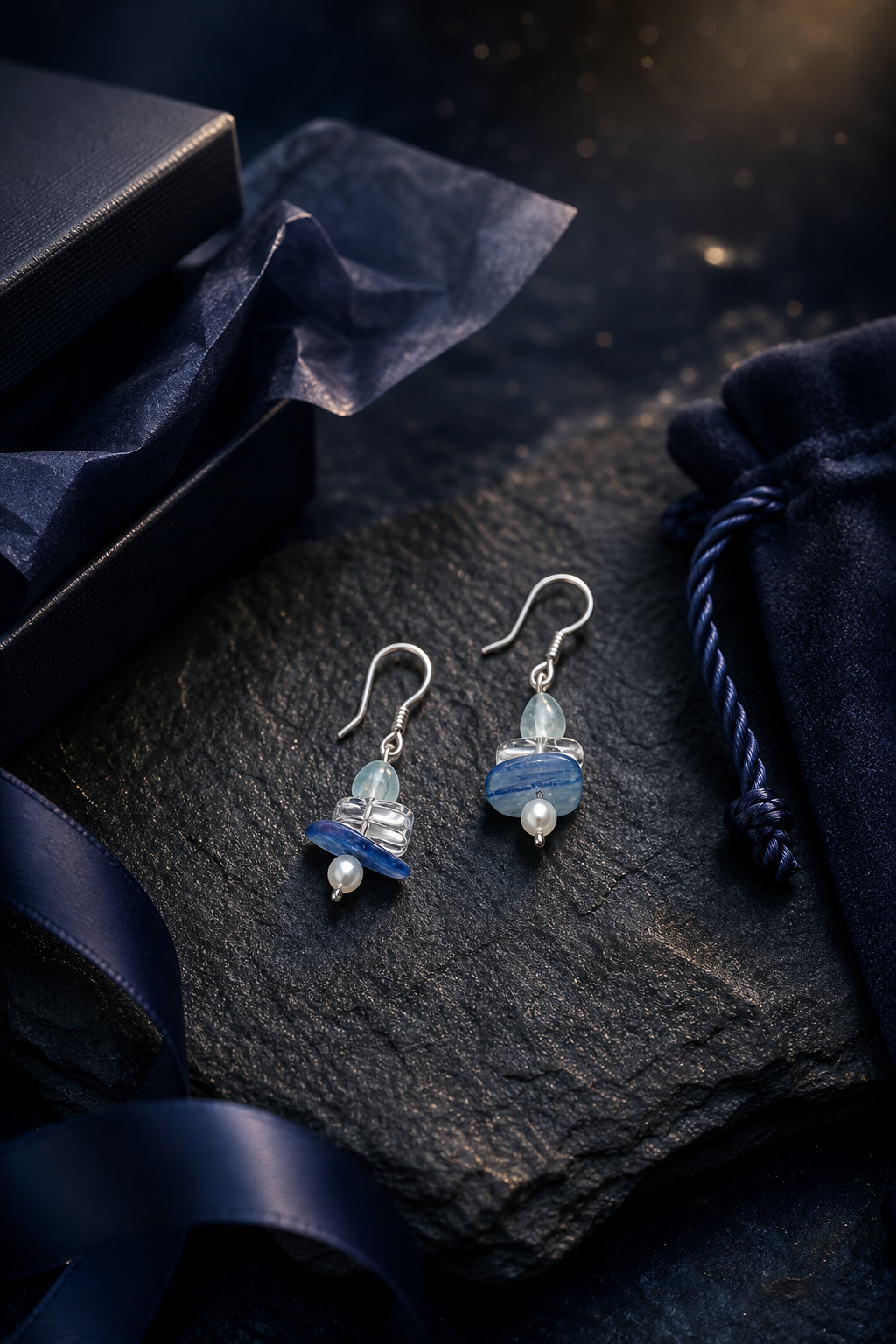 Snowglass Drift Earrings (4.3 cm) packaging flat lay