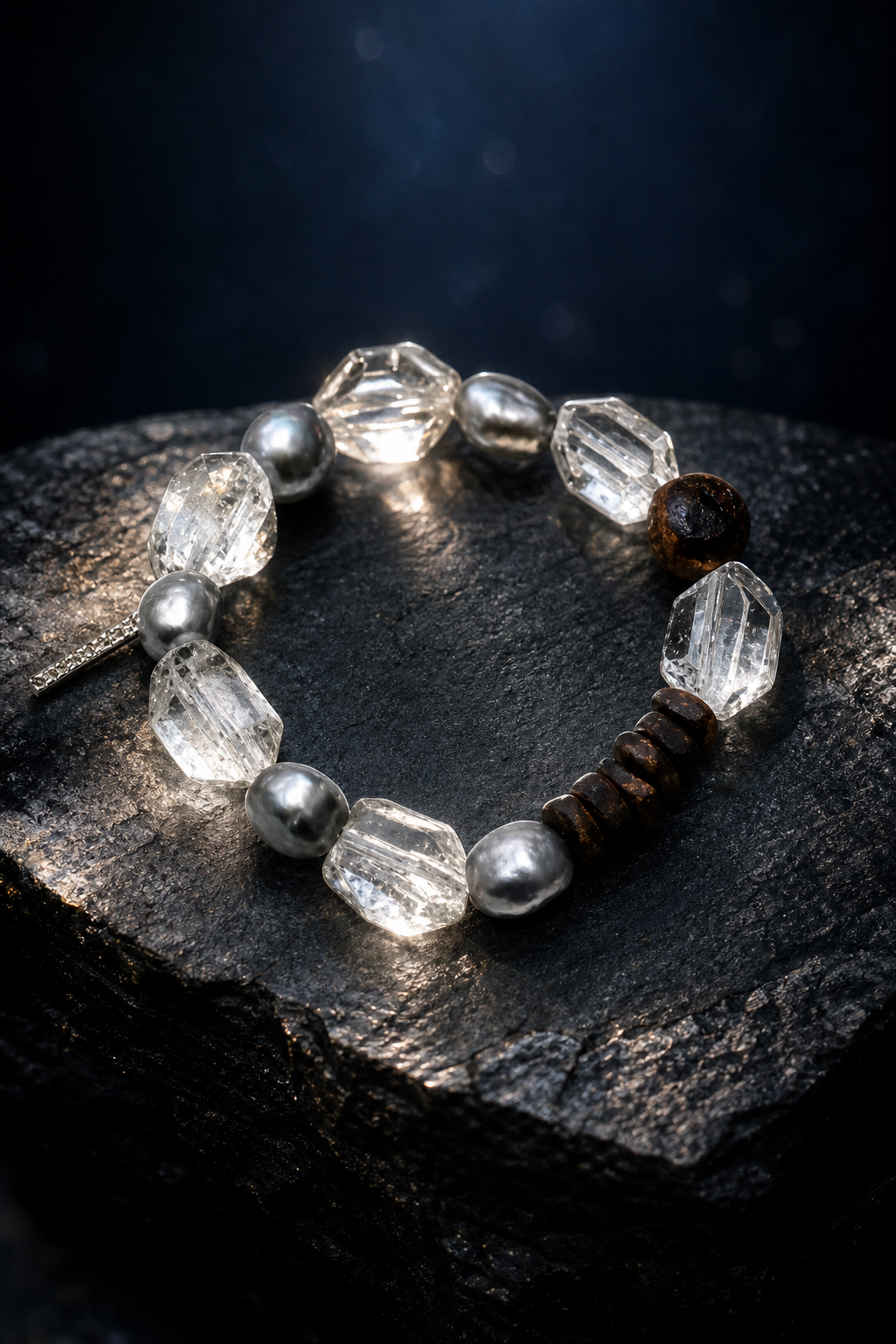 Stillwood Quartz Pearl Bracelet crystal texture close-up