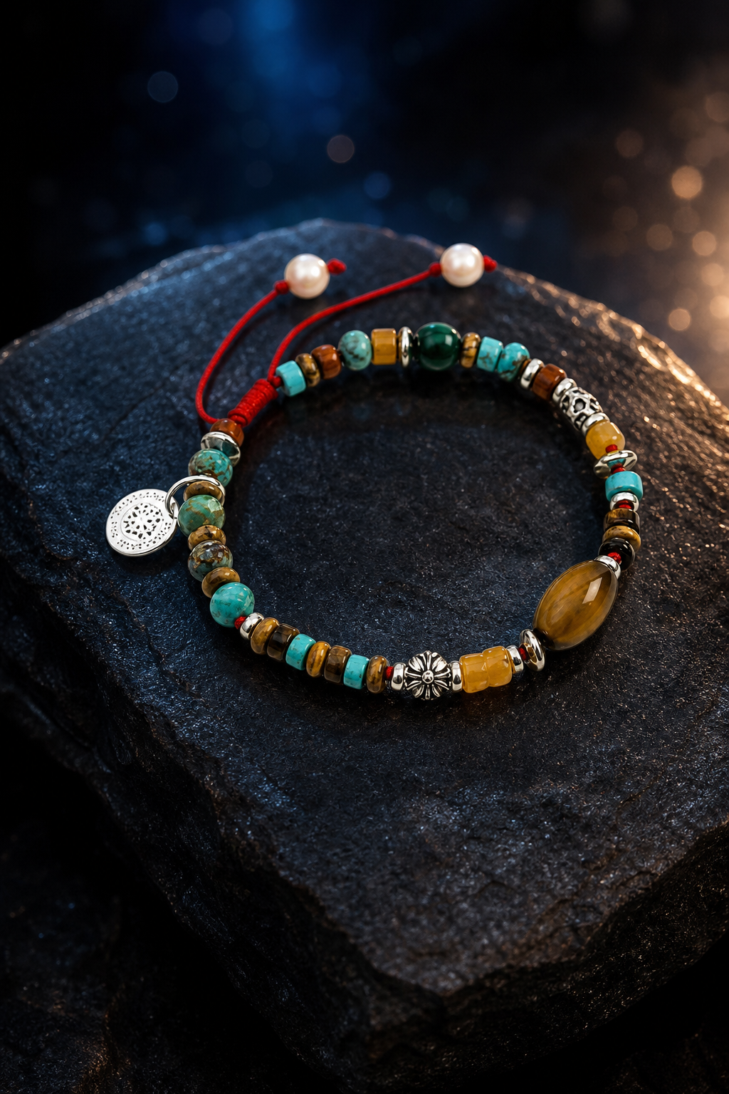 Sunmark Tiger's Eye Turquoise Bracelet angled three-quarter product view