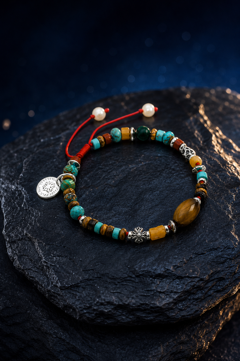Sunmark Tiger's Eye Turquoise Bracelet side or closure detail