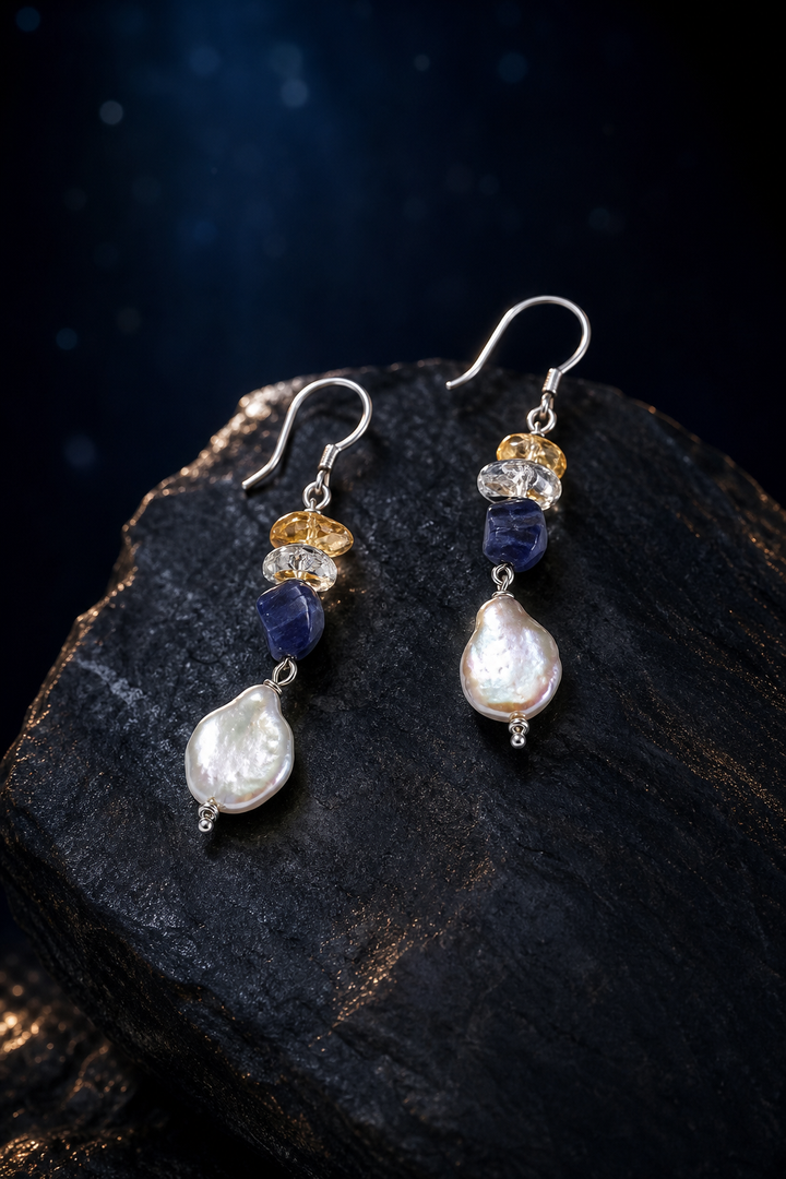 Tideglass Citrine Pearl Earrings (5.5 cm) side or closure detail
