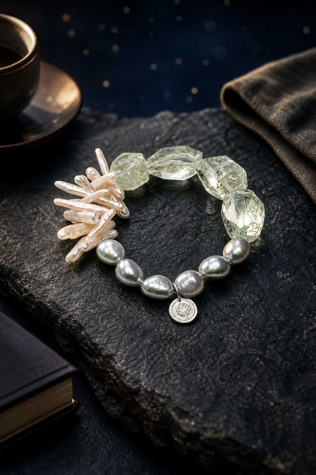 Verdant Rain Gem Bracelet styled for daily wear, meditation, work desk ritual use
