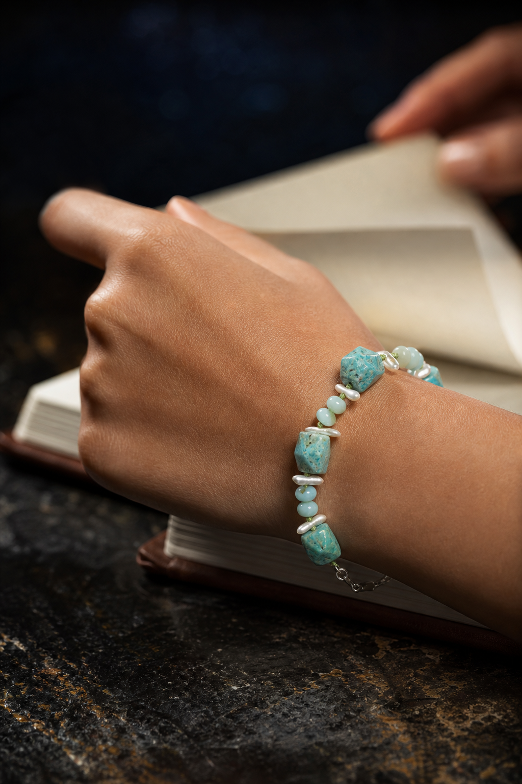 Verdant Rain Malachite Pearl Bracelet lifestyle ritual context