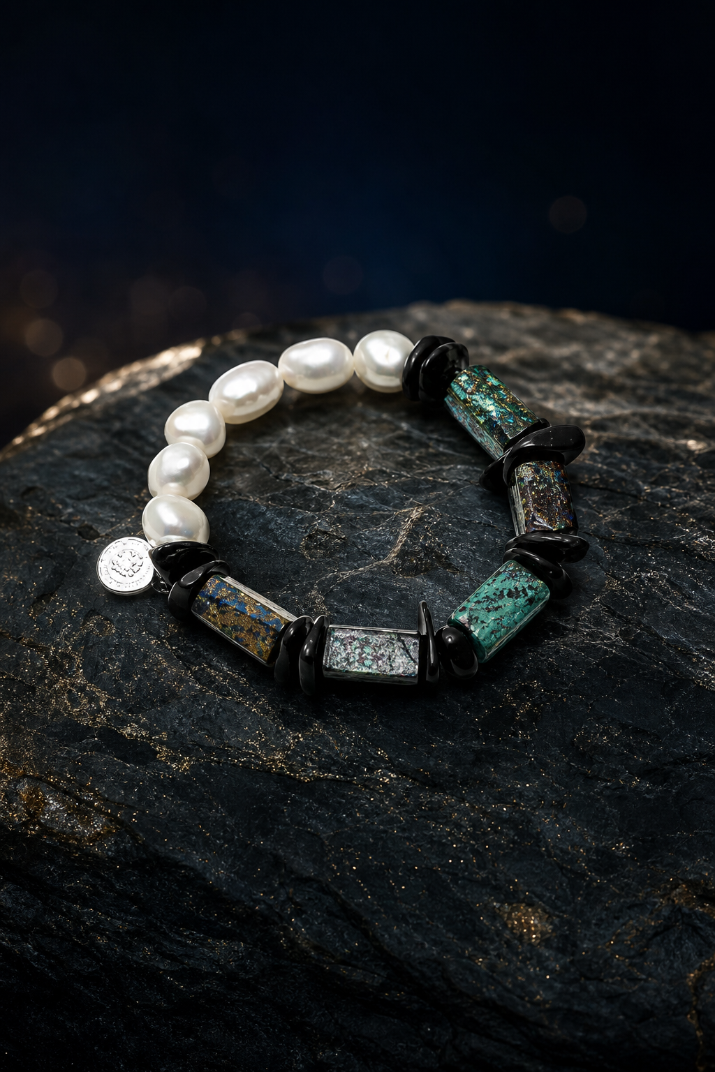 Verdigris Ore Pearl Bracelet side or closure detail