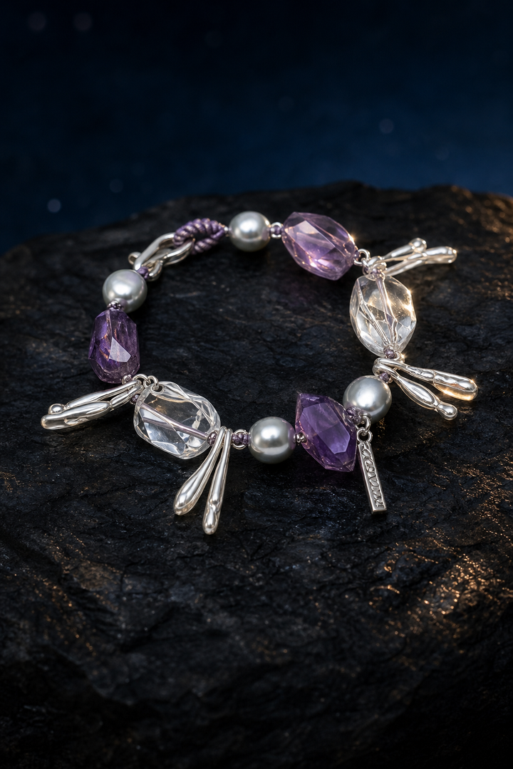 Violet Tide Amethyst Pearl Bracelet (14.5 / 15 / 16 cm) angled three-quarter product view