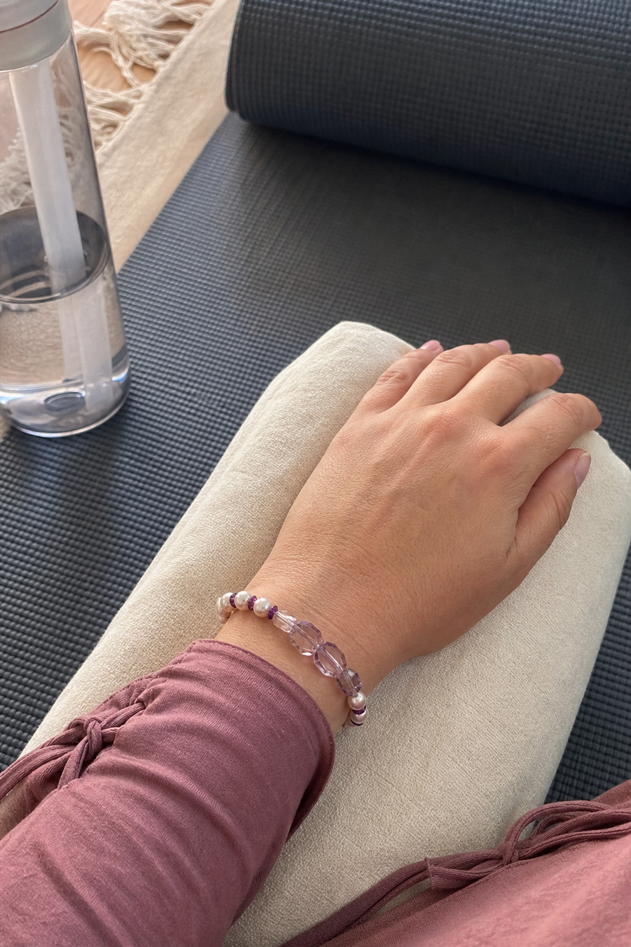 Lilac Drift Amethyst Bracelet worn by a customer